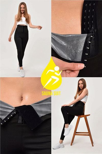 SAUNA SUIT Εξαιρετικά ψηλόμεσο θερμικό καλσόν 3 επιπέδων με γραφικό μέγιστο ιδρώτα