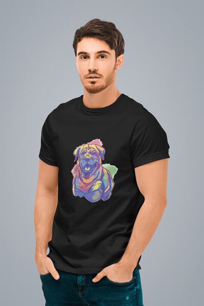 ErTaPassage Μαύρο ανδρικό μπλουζάκι Rottweiler με τύπωμα - T7043667