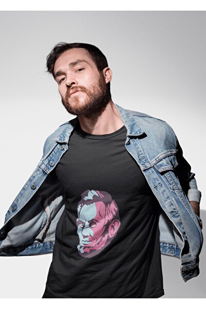 ErTaPassage Abraham Lincoln Štampano Muška crna T-shirt - T7172716