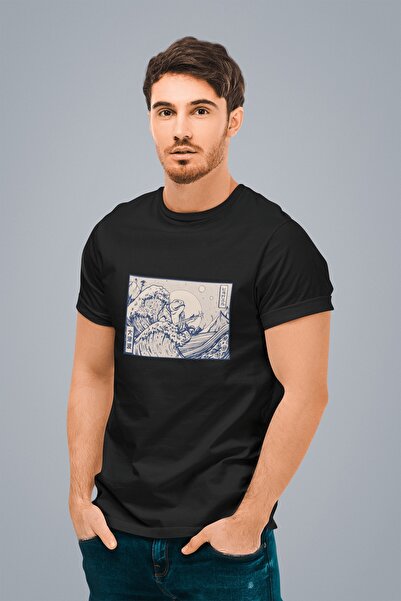 ErTaPassage Broasca neagră japoneză cu imprimeu bărbați tricou - T7292637