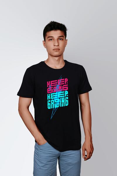 ErTaPassage Negru pentru bărbați cu imprimeu tricou - Continue Written T8190655
