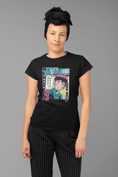 ErTaPassage Crni anime Štampano žene T-shirt - T9189171