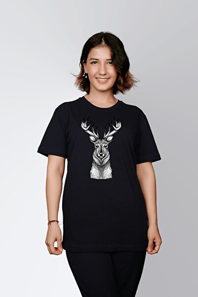 ErTaPassage Γυναικείο μπλουζάκι Black Black Deer με τύπωμα - T1861747