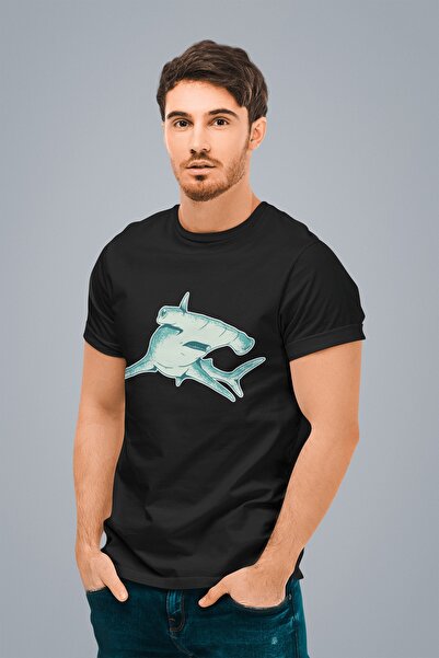 ErTaPassage Rechin negru cu imprimeu bărbat tricou - T1907380