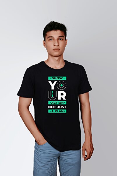 ErTaPassage Negru pentru bărbați cu imprimeu tricou - Nu arată acțiunea ta Pl...