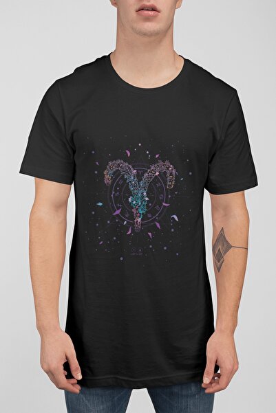 ErTaPassage Bărbat negru tricou - Imprimare zodiacală Aries, T229351