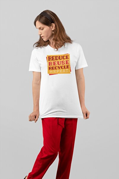 ErTaPassage Γυναικείο μπλουζάκι White Recycling με τύπωμα - T1035573