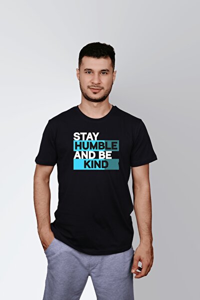 ErTaPassage Μαύρο ανδρικό μπλουζάκι με τύπωμα - Be Humble and Kind T1317832