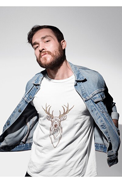 ErTaPassage Ανδρικό μπλουζάκι White Deer με τύπωμα oversized - T447727