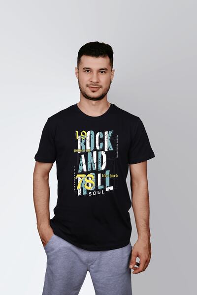 ErTaPassage Black Rock Roll cu imprimeu Bărbați tricou - T8927014