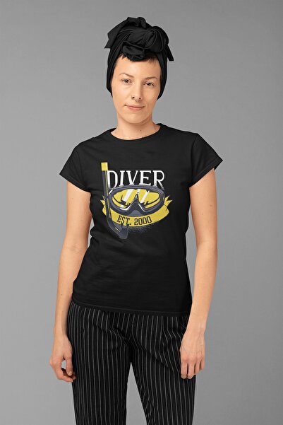 ErTaPassage Γυναικείο μπλουζάκι Black Diver με τύπωμα - T3648937