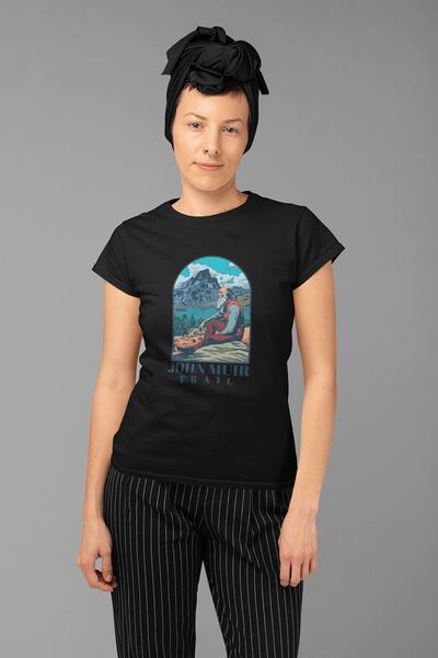 ErTaPassage Jphn Muir Landscape cu imprimeu Femeie neagră tricou - T1746820