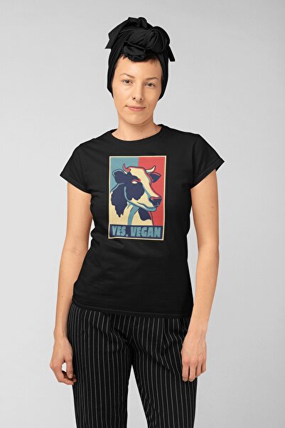 ErTaPassage Negru Vegan cu imprimeu Femei tricou - T5110349