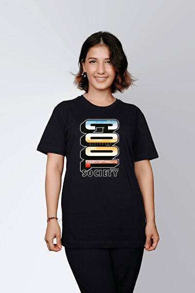 ErTaPassage Μαύρο μπλουζάκι oversized με τύπωμα - Toplum Written Cool T4904239