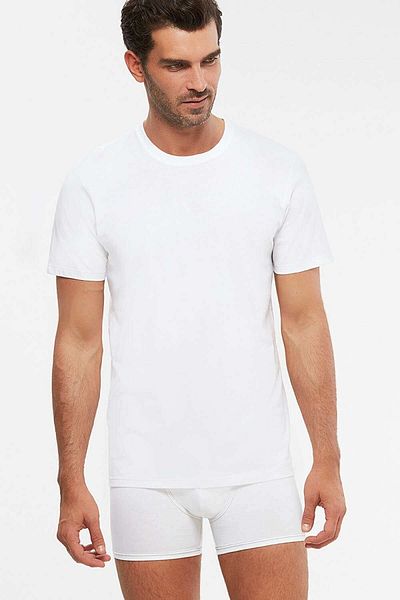 Kom Ανδρικό T-Shirt James White Crew Neck - Πακέτο 2 τεμαχίων