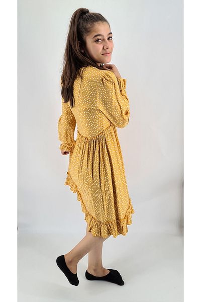 RAMON&ARTOS Rochie din poplin elastic cu mânecă lungă cu mânecă cu buline