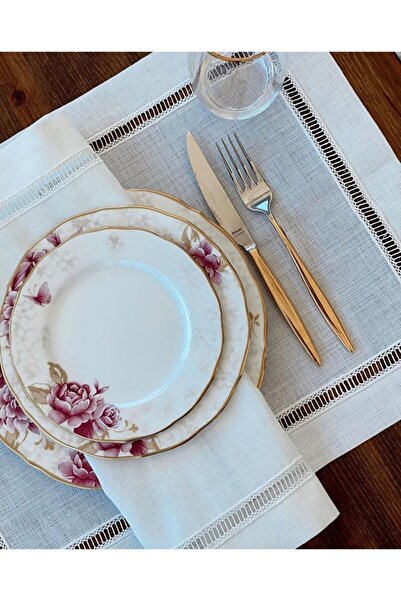 Lilies Atelier Keten Krem Renk Kolber Detaylı Luxury 40 X 40 Servis Peçetesi ...