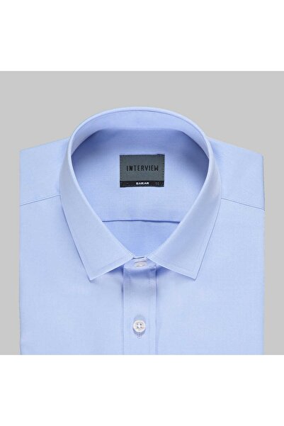Sarar Interview Erkek Slim Fit Dokuma Koyu Mavi Gömlek