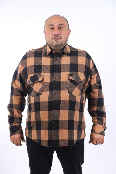 MocGrande Риза Lumberjack с двоен джоб с капак и шахматна шарка 22214 - кафява