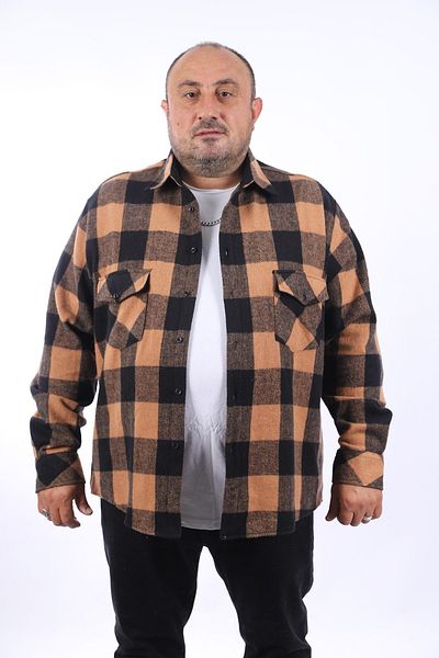 MocGrande Риза Lumberjack с двоен джоб с капак и шахматна шарка 22214 - кафява