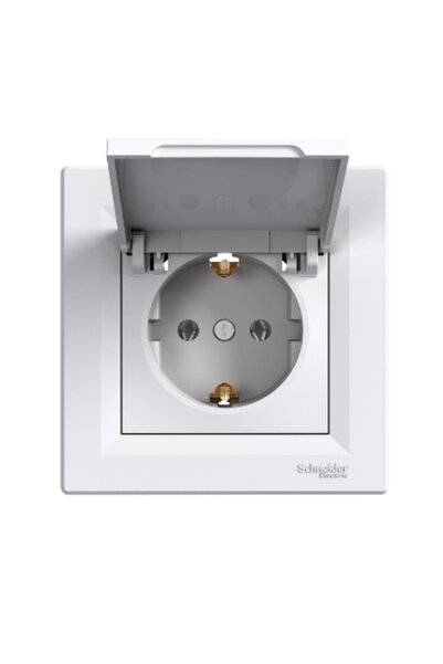 Schneider Electric Sch Asfora Beyaz Kapaklı Topraklı Prız