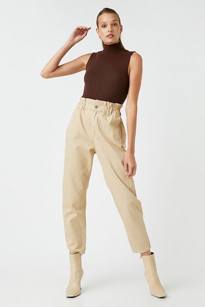 Koton Women's Camel Hair Trousers 3WAL40005MW