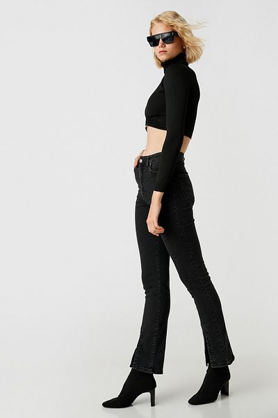 Koton Pantaloni negri de damă 3WAL40147MD