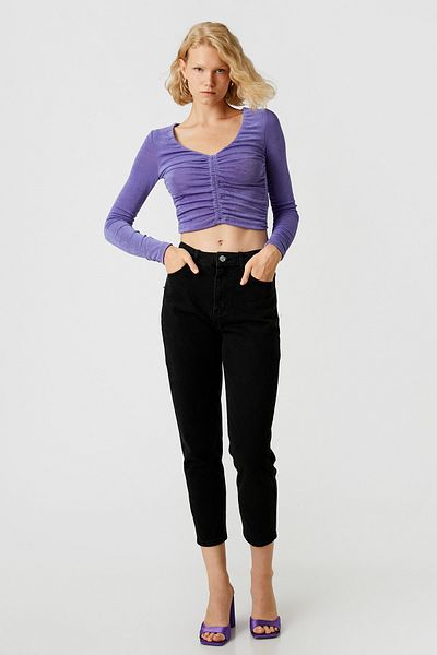 Koton Pantaloni negri de damă 3WAL40066MD