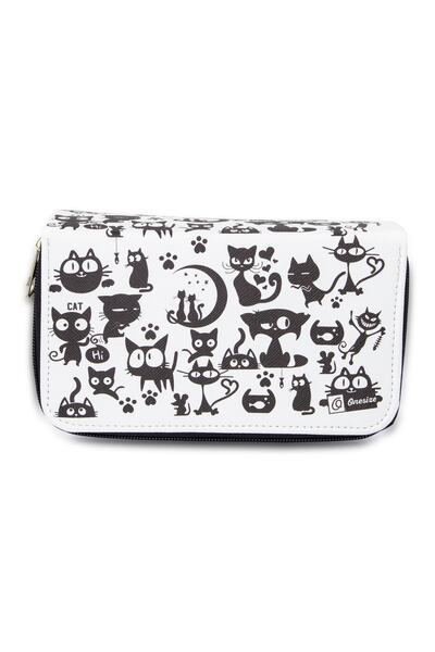 Size Pencil Case Cat Kawaii Pattern Orginazer Three Compartments (Pencil Holder)