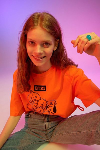 DeFacto Tricou Coool Bt21, cu mânecă scurtă, cu decolteu circular, 100% bumbac