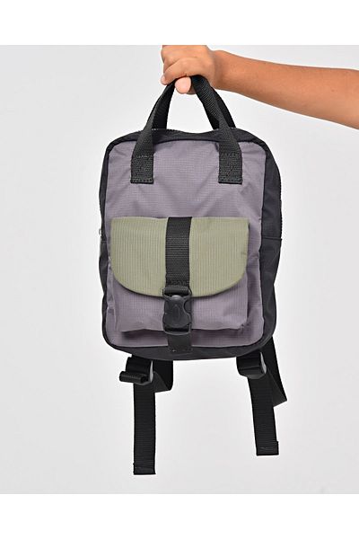 ICONE BAG Icone Black Bag for Boy - Double Color and Lock Detail, Hand and Shoulder Portable Small Backpack