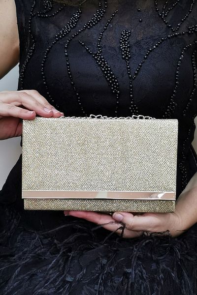 NAZART Γυναικείο βραδινό φόρεμα Cupra Gold Clutch Portfolio Γυναικεία τσάντα