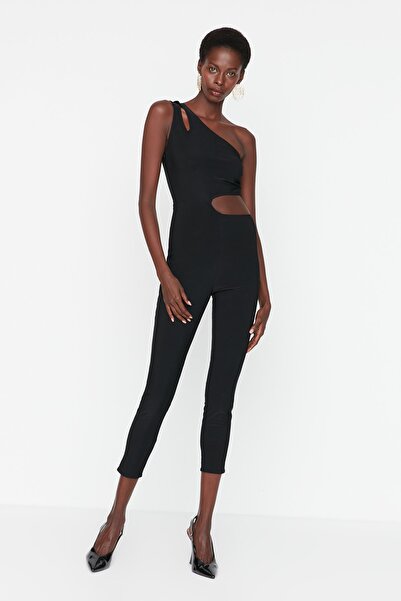 Trendyol Collection Salopetă neagră cu decupaje TPRAW23TU00017