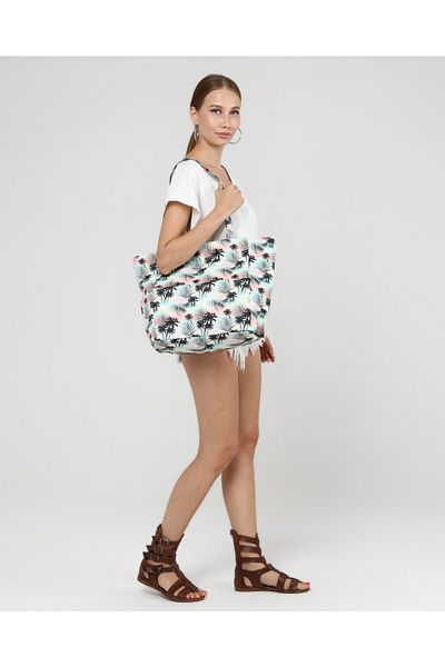 ICONE BAG Дамска плажна чанта с мотив на морски раковини - функционален принт и цип
