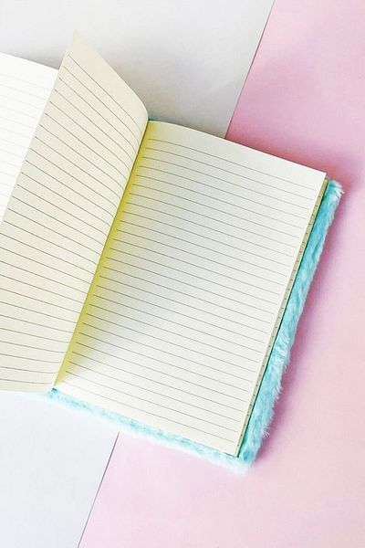 muustie Plush Pink Cat Striped Note-Souvenir Book Plush Notebook