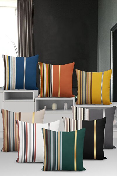 Viva Home 43x43cm Premium Thai Feather Woven Fabric Double Sided Thin Striped Throw Pillow Pillow Case Krl990