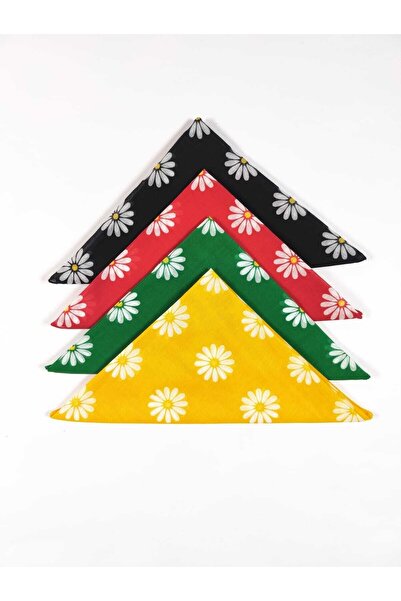 Fular Marketi 4 τεμάχια Νέα μπαντάνα με σχέδιο μαργαρίτα 100% βαμβάκι Μαύρο Γ...