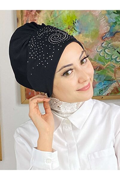 BUTİKAMBAR Helezon Taşlı Siyah Bone