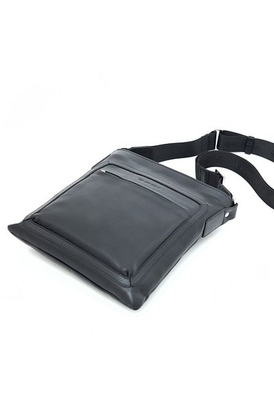 Eminsa Men's Black Genuine Leather Thin Shoulder Bag