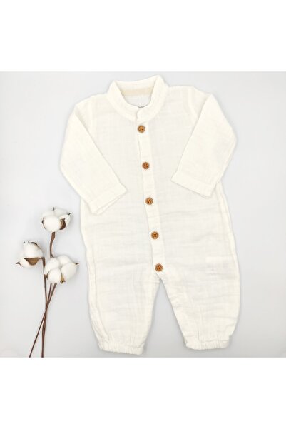 Bebek Star Krem Bebek Müslin Tulum %100 Cotton