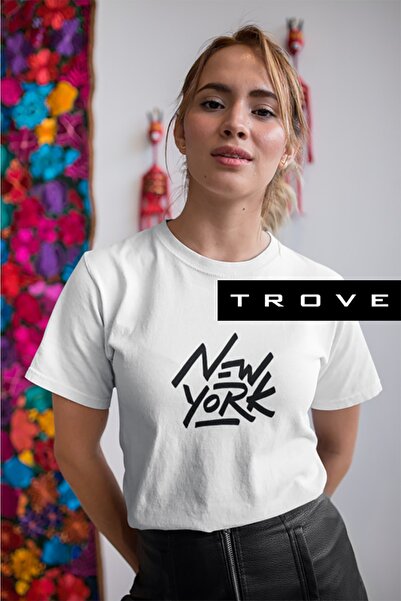 TROVE Unisex Γυναικεία Ανδρικά μπλουζάκια New York Ny City με στάμπα μαύρο κα...