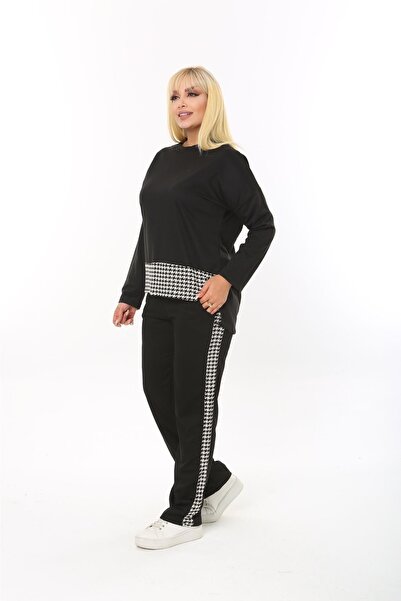 Mezura Autumn / Winter Large Size Two Thread Fabric 2-Piece Bottom Top Tracksuit Set