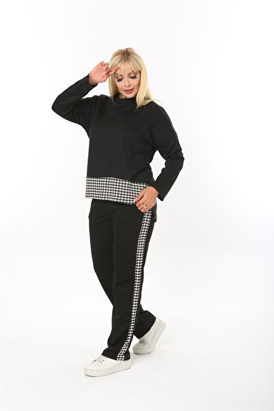 Mezura Autumn / Winter Large Size Two Thread Fabric 2-Piece Bottom Top Tracksuit Set