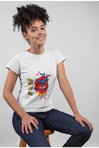 ErTaPassage Дамска тениска с бял трън и отпечатък на око - T9870747