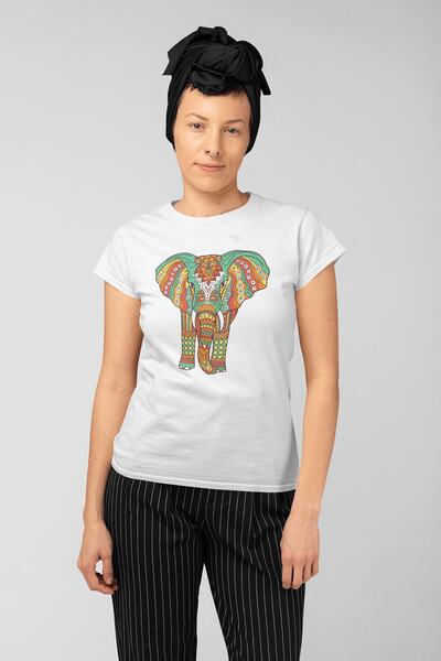 ErTaPassage Elefant alb cu imprimeu Femeie tricou - T7111730