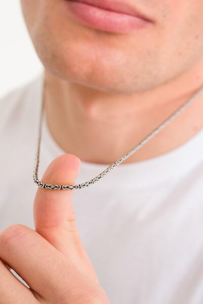 ANDA 925 Ayar Gümüş Oksitli Yuvarlak Kral Kolye 2.0 Mm