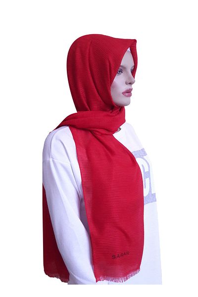 Sarar Plain Striped Mesh Cotton Lightweight Shawl