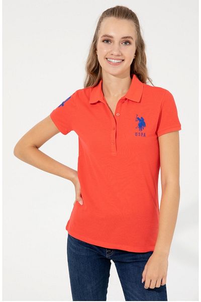 U.S. Polo Assn. Us Polo Assn Red Women's Polo Neck T-Shirt - Basic