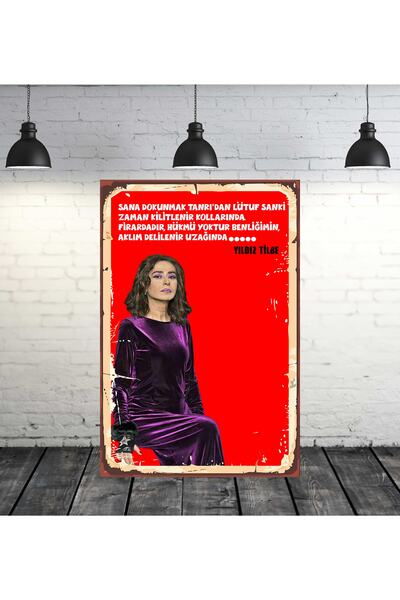 TAKIFİX Yıldız Tilbe Aklım Delilenir Uzağında Tasarımlı 20x30 Cm Retro Ahşap ...