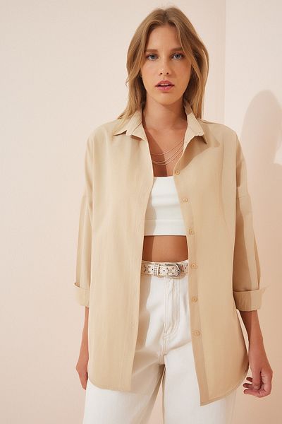 Happiness İstanbul Hemd - Beige - Oversized